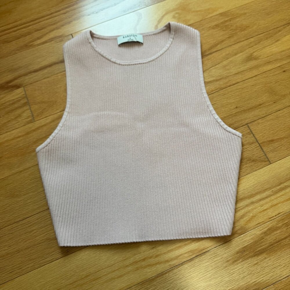 Aritzia Babaton Sculpt Knit Racer Cropped Tank in Poetic Pink Size S